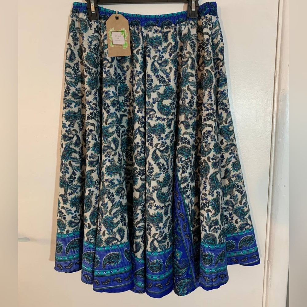flint & moss paisley satin skirt